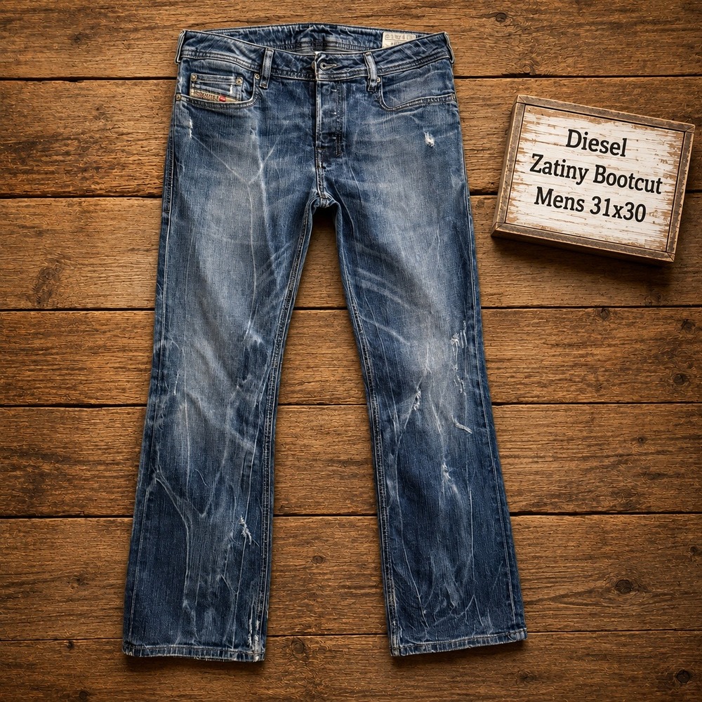 Diesel Zatiny Bootcut Jeans Mens 31x30 Blue Stretch Wash 008SV Regular Fit